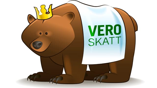 Piirretty kuva verokarhusta, jolla kruunu päässä